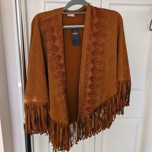 Hollister suede fringed poncho/shawl